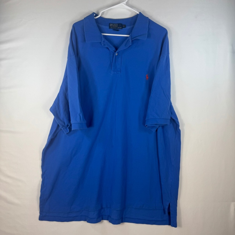 Polo Ralph Lauren Mens 3XLT Tall Blue Cotton Pique Short Sleeve Polo Shirt Pony